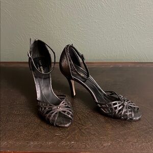 Kate Spade Pewter Heeled Sandals